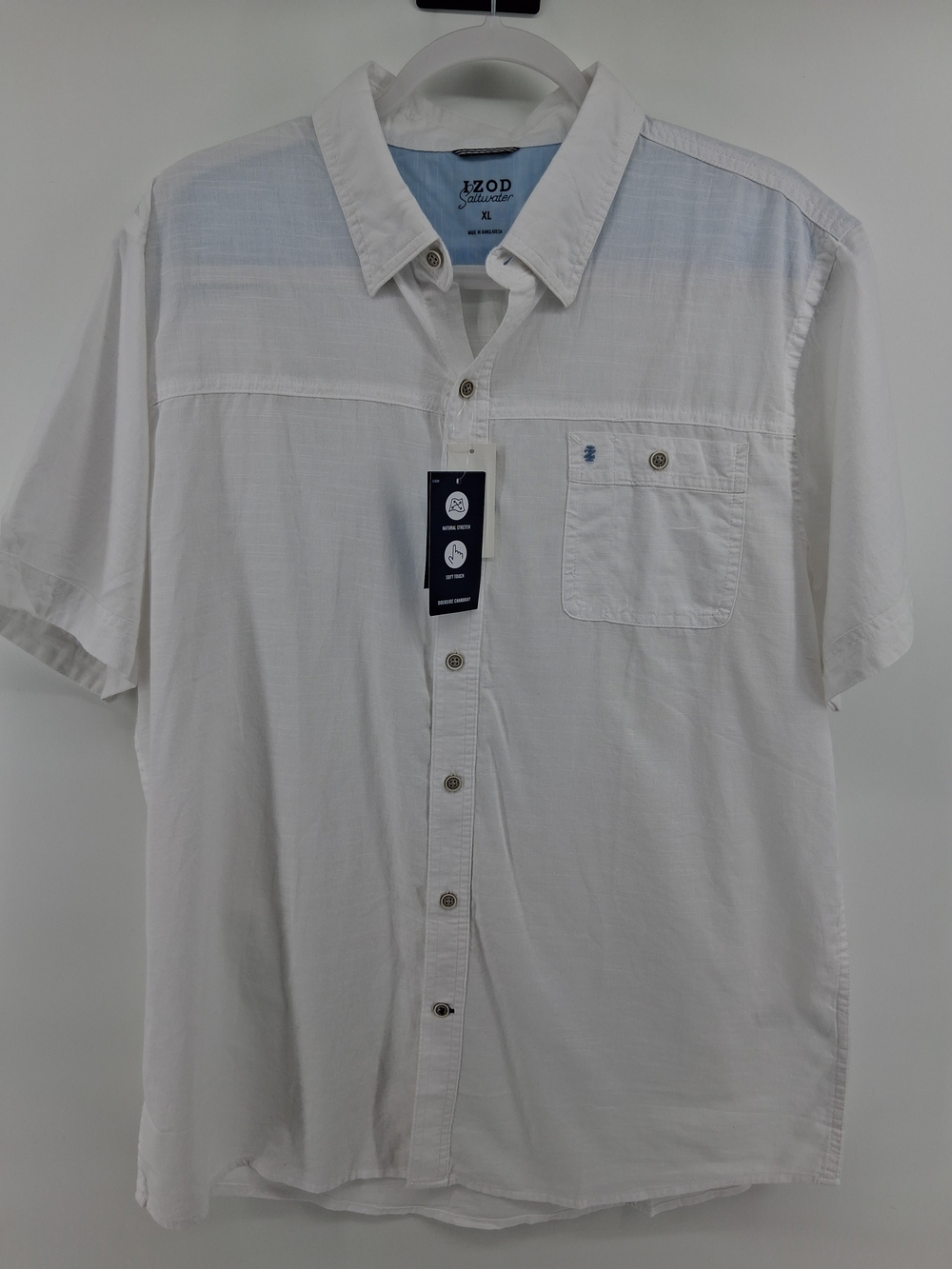 Izod White Short-Sleeve Button Down Shirt with Chest Pocket